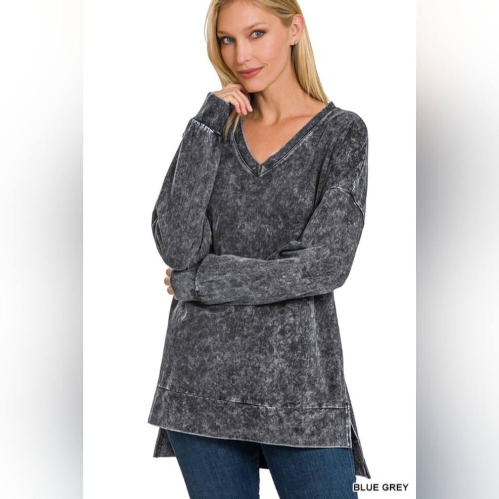 Zenana V-Neck Sweatshirt Tunic & Leggings Lounge Set 3x